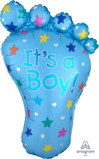 It's A Boy Foot Foil Balloon Shape - Party Affair