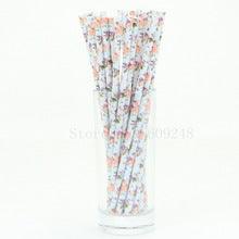 Blue Floral Print Paper Straws - Party Affair