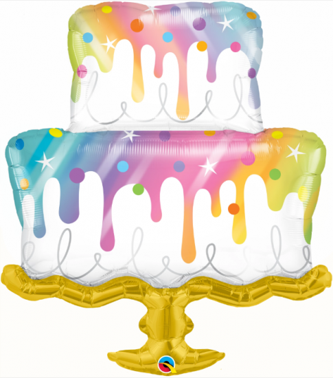 Rainbow Drip Cake Foil Balloon Shape