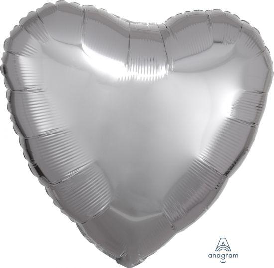 Metallic Silver Heart Foil Balloon - Party Affair