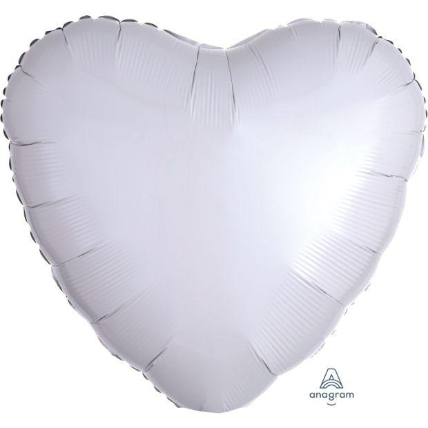 Metallic White Heart Shape Foil Balloon - Party Affair