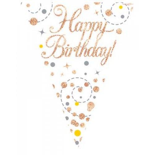 Rose Gold Sparkling Fizz Happy Birthday Bunting - Party Affair