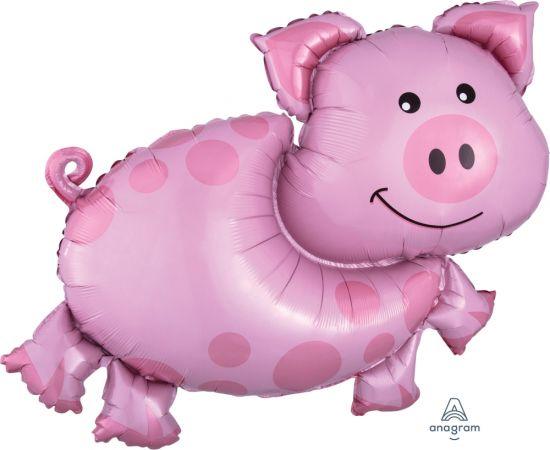 Pink Pig With Spots Foil Balloon Shape high - Party Affair