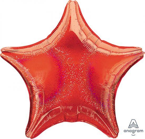 Holographic Red Star Dazzler Foil Balloon - Party Affair