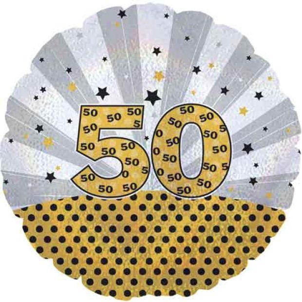 '50' Dazzeloon Anniversary / Birthday Foil Balloon - Flat - Party Affair
