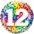 Number 12 Rainbow Confetti Foil Balloon