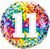 Number 11 Rainbow Confetti Foil Balloon