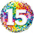 Number 15 Rainbow Confetti Foil Balloon