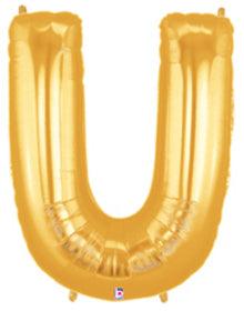 Letter U 100cm Gold Foil Balloon - Party Affair