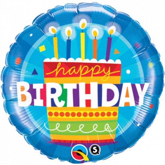 Birthday Cake Blue Foil Balloon