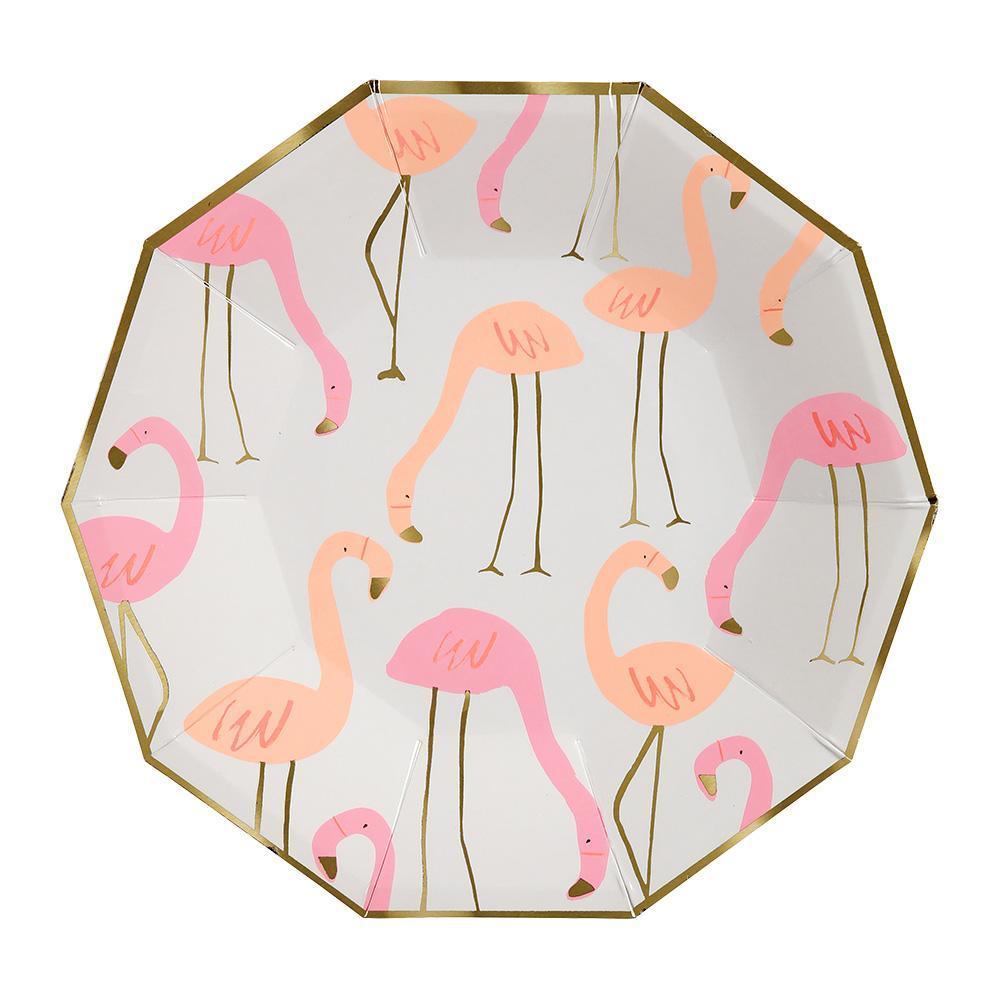 Neon Print With Gold Foil Flamingo Lunch Plates - Party Affair