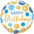 Happy Birthday Blue And Gold Dots Foil Balloon
