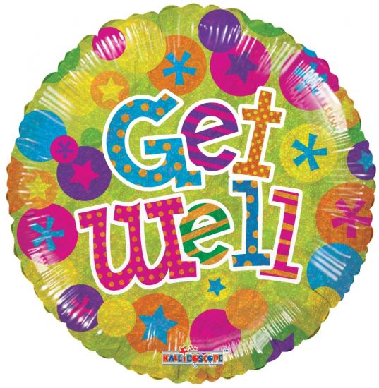 Get Well Dots Holographic Foil Balloon