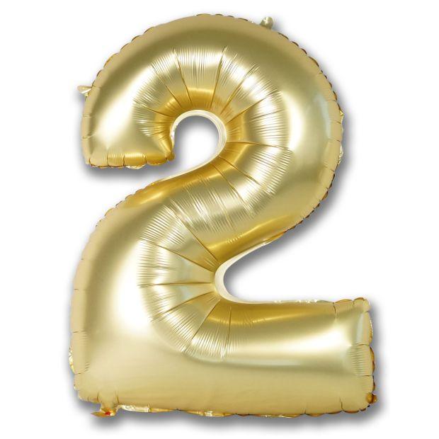 Number 2 Chrome Gold 102cm Foil Balloon - Party Affair