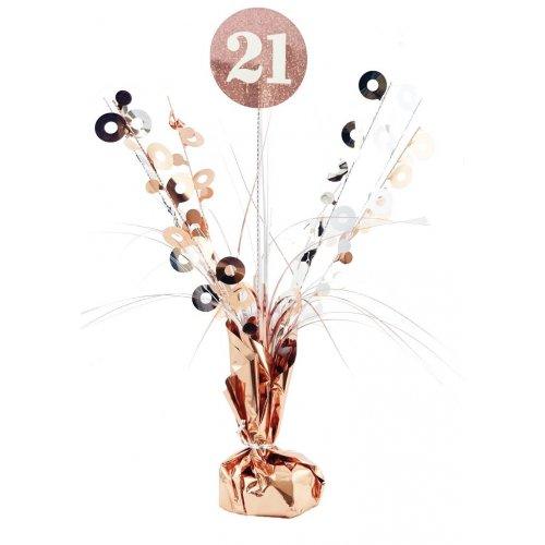 Number 21 Rose Gold & White Centrepiece Weight - Party Affair