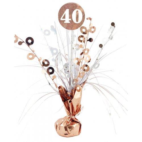 Number 40 Rose Gold & White Centrepiece Weight - Party Affair