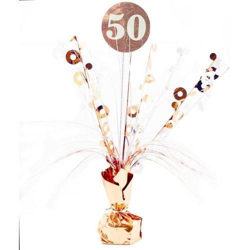 Number 50 Rose Gold & White Centrepiece Weight - Party Affair
