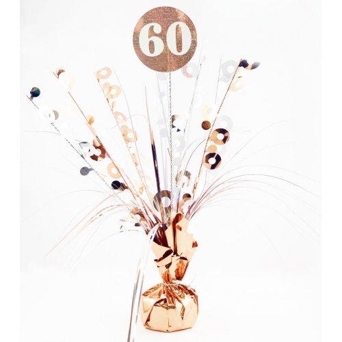 Number 60 Rose Gold & White Centrepiece Weight - Party Affair