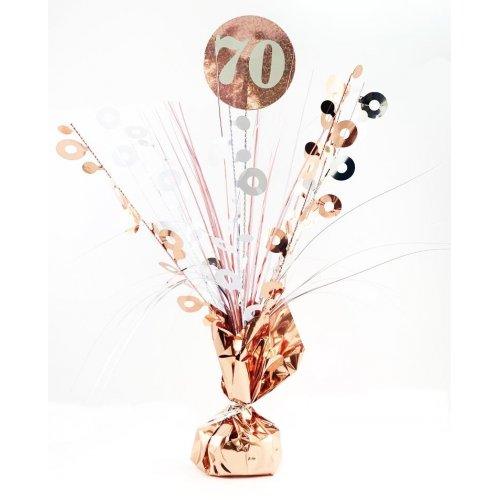 Number 70 Rose Gold & White Centrepiece Weight - Party Affair
