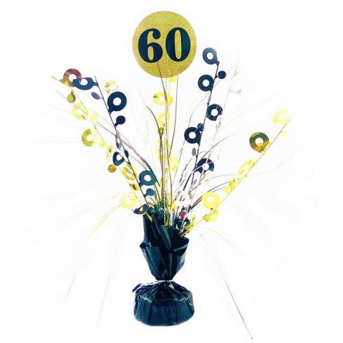 Number 60 Black & Gold Centrepiece Weight - Party Affair