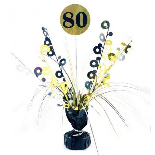 Number 80 Black & Gold Centrepiece Weight - Party Affair