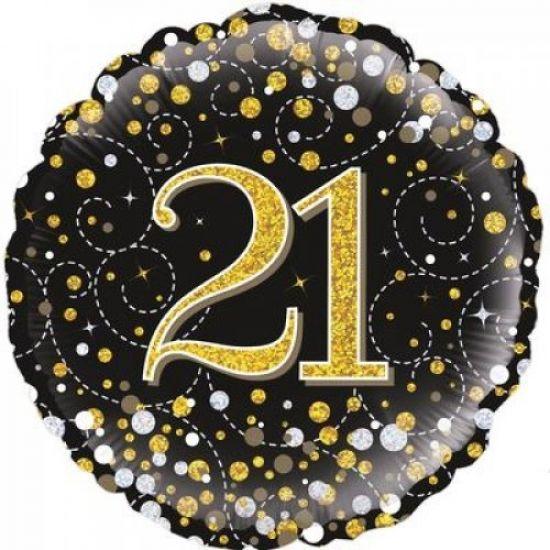 Sparkling Black & Gold Fizz 21 Foil Balloon - Party Affair