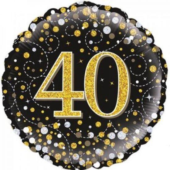 Sparkling Black & Gold Fizz 40 Foil Balloon - Party Affair