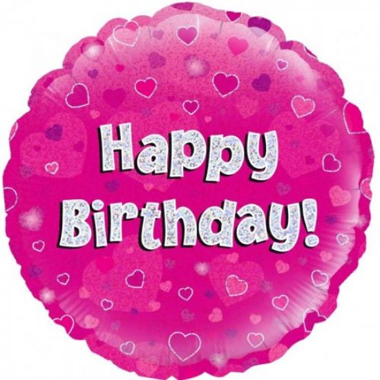 Pink Holographic Happy Birthday Foil Balloon