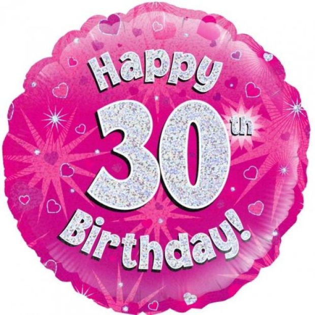 Pink Holographic Happy 30th Birthday Foil Balloon