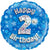 Blue Holographic Happy 2nd Birthday Foil Balloon