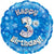 Blue Holographic Happy 3rd Birthday Foil Balloon