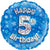 Blue Holographic Happy 5th Birthday Foil Balloon