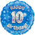 Blue Holographic Happy 10th Birthday Foil Balloon