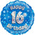 Blue Holographic Happy 16th Birthday Foil Balloon