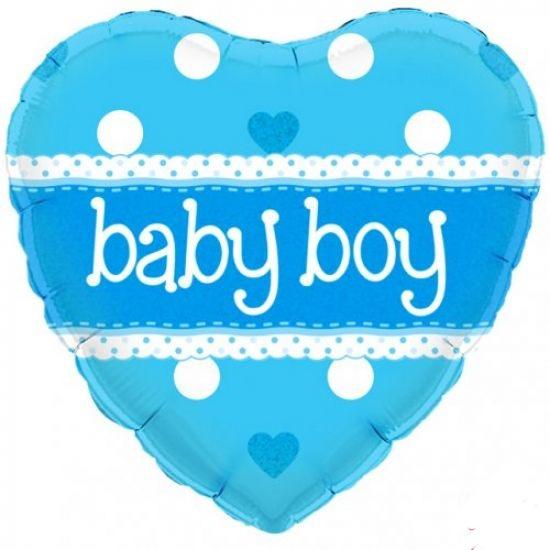 Holographic Baby Boy Blue Heart Foil Balloon - Party Affair