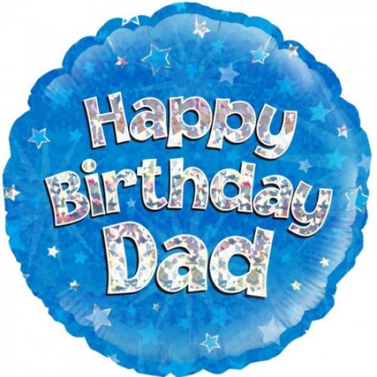 Blue Holographic Happy Birthday Dad Foil Balloon