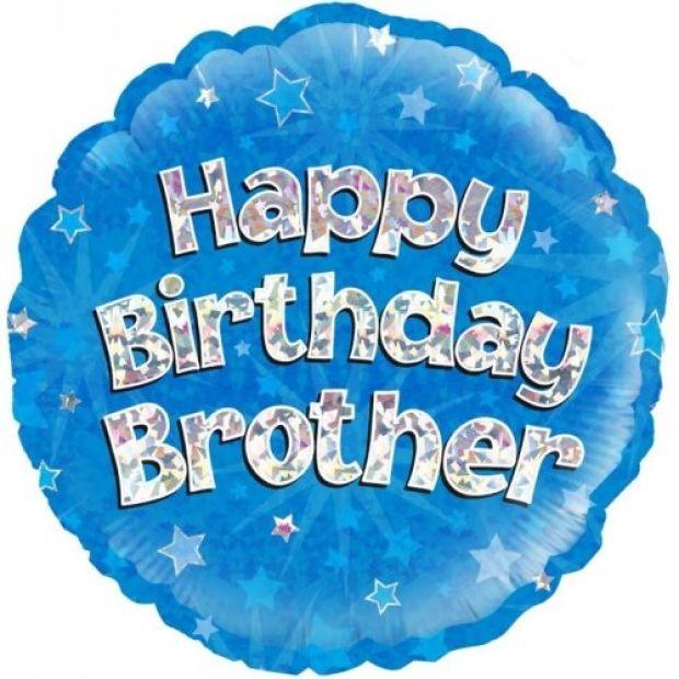 Blue Holographic Happy Birthday Brother Foil Balloon - Party Affair