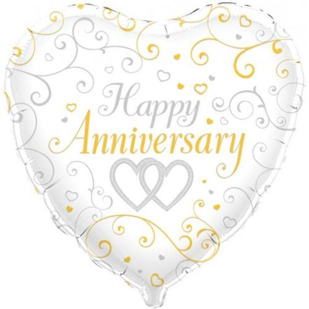 Happy Anniversary Linked Hearts Foil Balloon - Party Affair