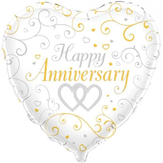 Happy Anniversary Linked Hearts Foil Balloon