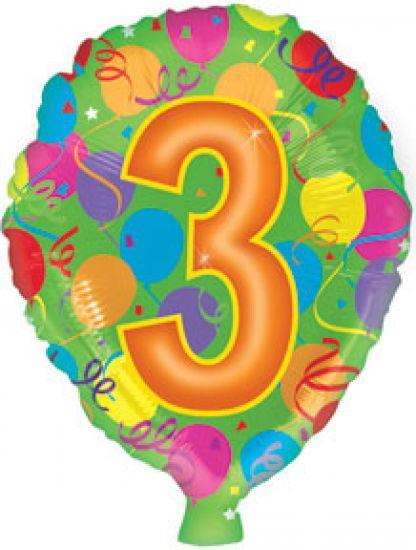 No 3 'Balloon Shaped' Foil Balloon - Party Affair