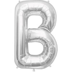 Silver Letter B 86cm foil balloon from North Star, shiny metallic balloon in the shape of the letter B, suitable for celebrations.