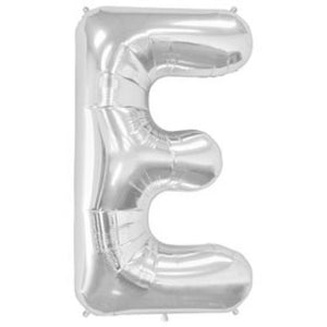 Silver north star letter balloon from Party Affair, shiny metallic finish, inflated and floating against a plain background.