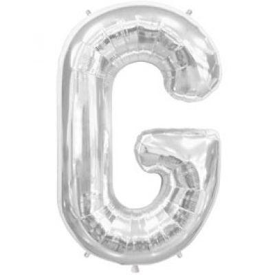 Silver Letter G 86cm Foil Balloon-Decrotex - Party Affair