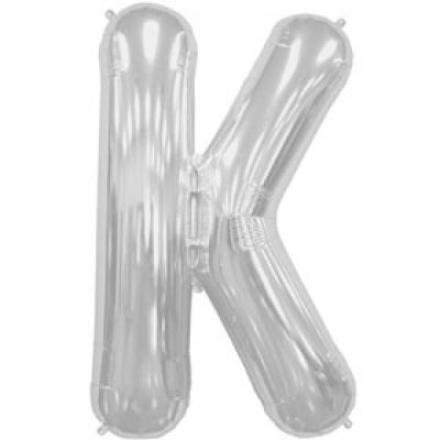 Silver Letter K 86cm Foil Balloon