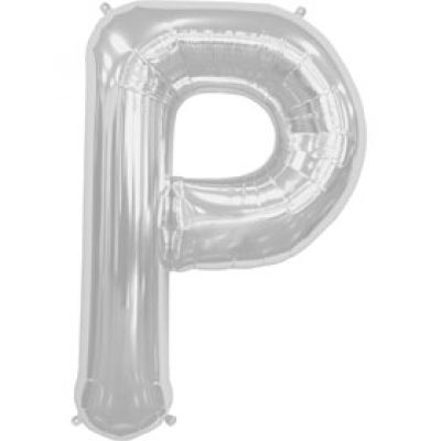 Silver Letter P 86cm Foil Balloon