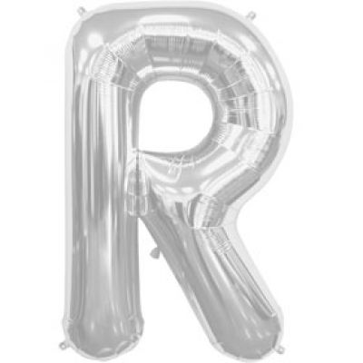 Silver Letter R 86cm Foil Balloon