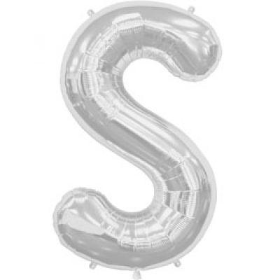 Silver S Letter Foil Balloon