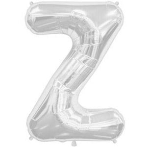 Silver Letter Z foil balloon by North Star, 86cm, shiny metallic finish, inflated and ready for celebration.