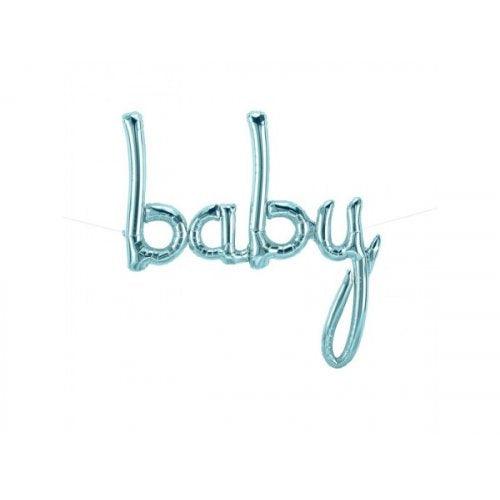 DIY 'baby' Pastel Blue Script Foil Balloon - Party Affair