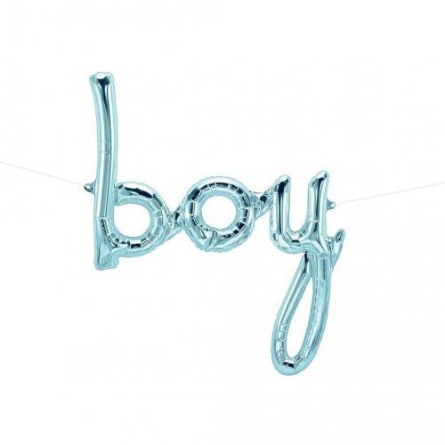 DIY 'boy' Pastel Blue Script Foil Balloon - Party Affair
